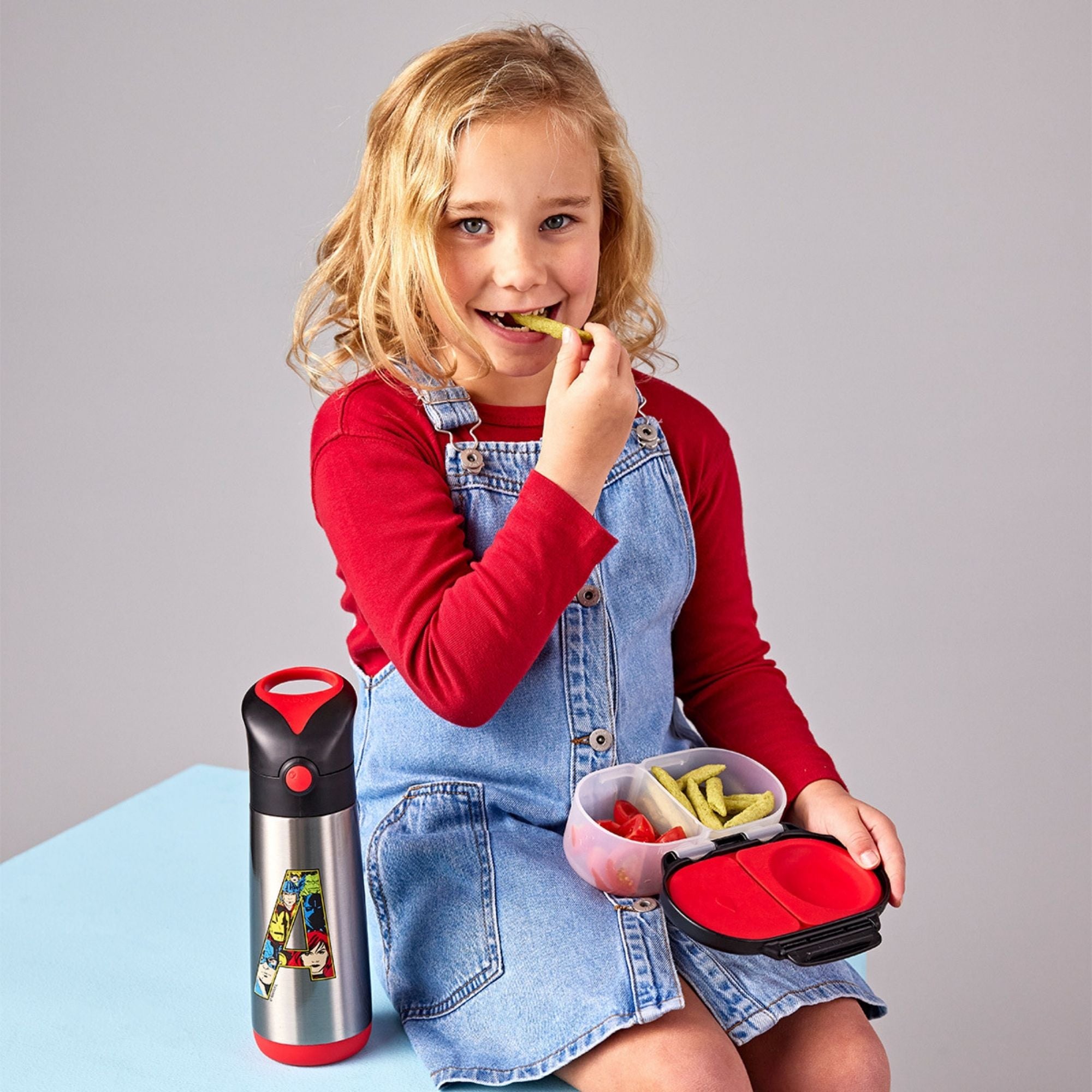 b.box Avengers Snackbox for Kids - Leak-Proof, 2 Compartments & Easy to Carry - Multicolor