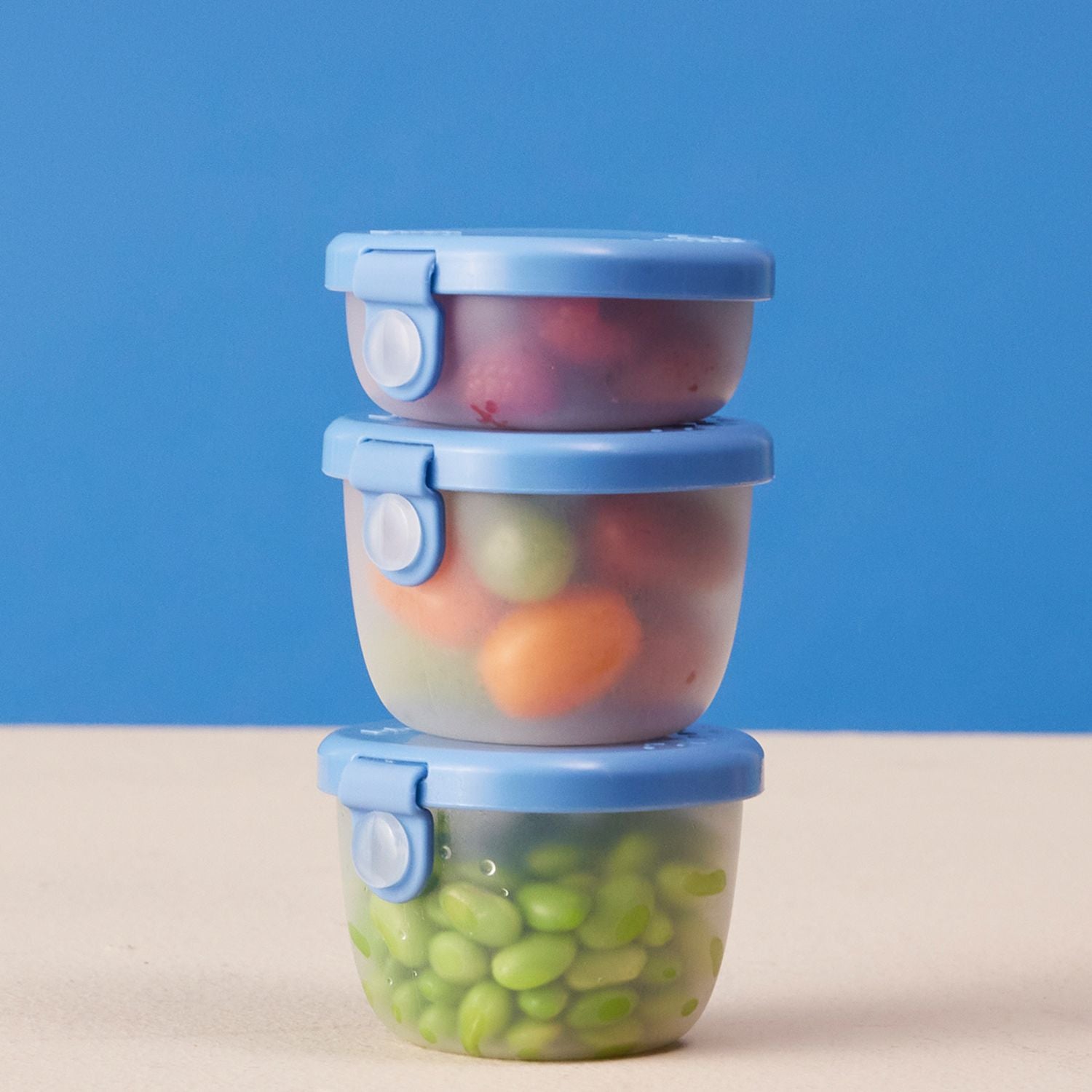 b.box Snack Tubs - Leakproof, Reusable & Portable Snack Containers Pack of 3 - Ocean Blue