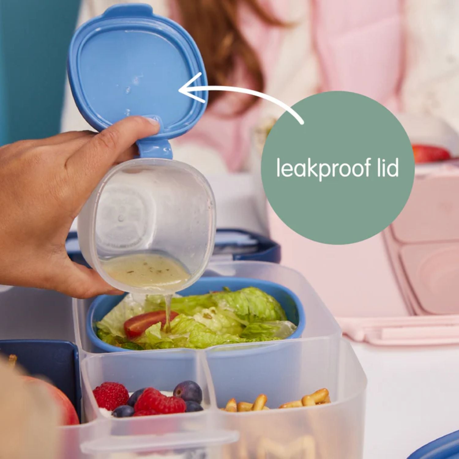 b.box Snack Tubs - Leakproof, Reusable & Portable Snack Containers Pack of 3 -  Berry Pink