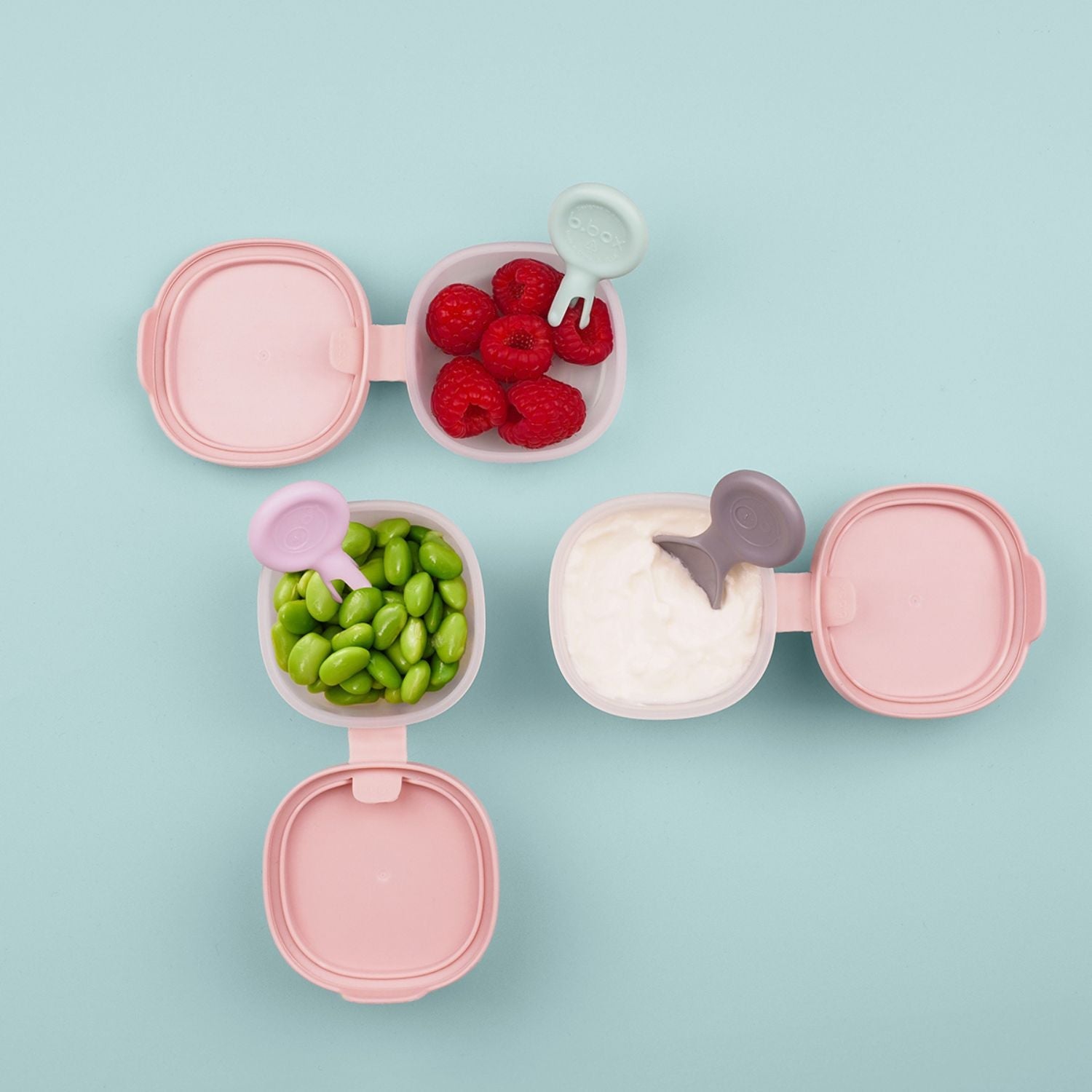 b.box Snack Tubs - Leakproof, Reusable & Portable Snack Containers Pack of 3 -  Berry Pink