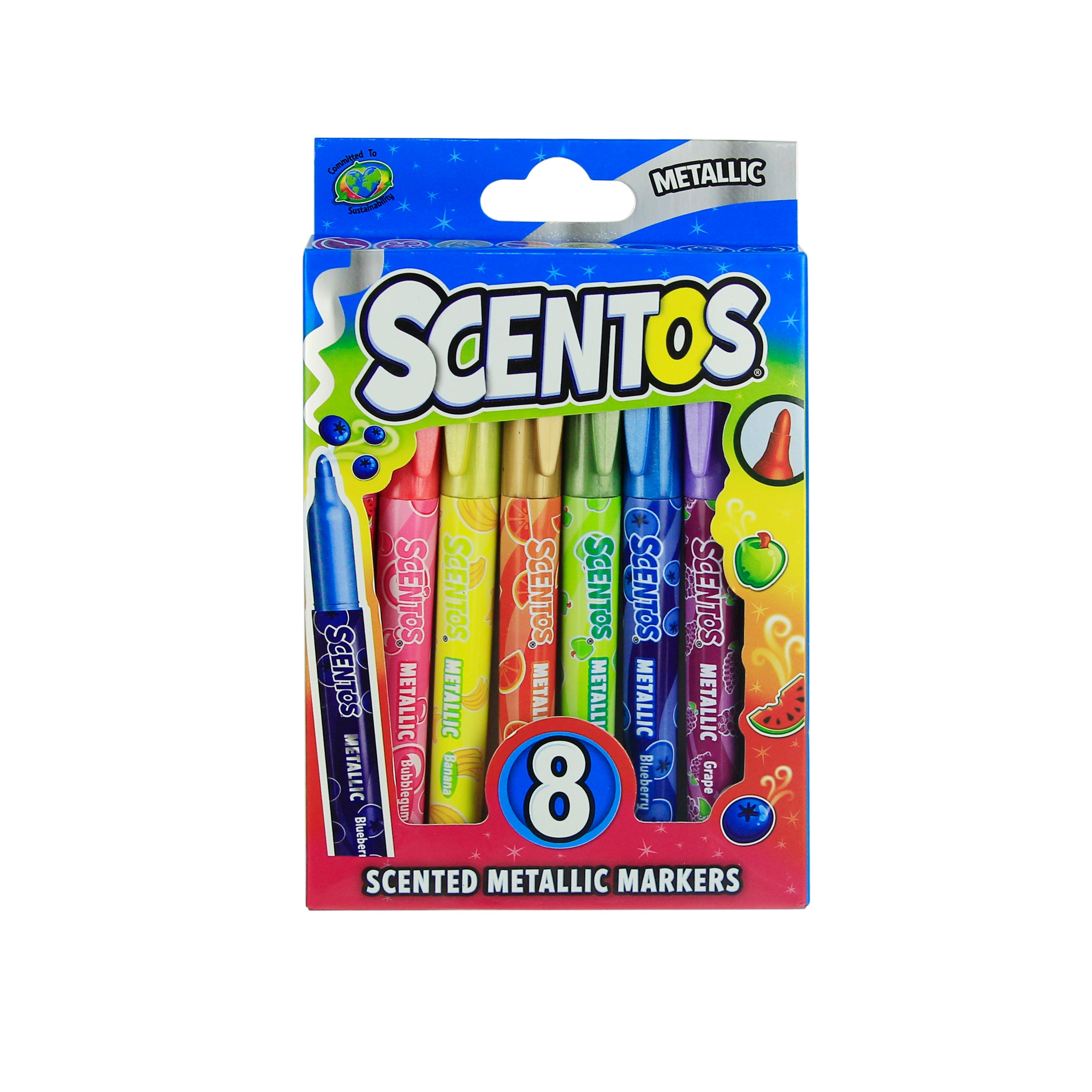 SCENTOS Scented Metallic Markers Pack Of 8