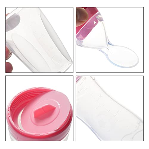 Safe-O-Kid, Silicone Food Feeder Spoon (Soft Tip) Bottle, Pink, 90ml, Pack of 1