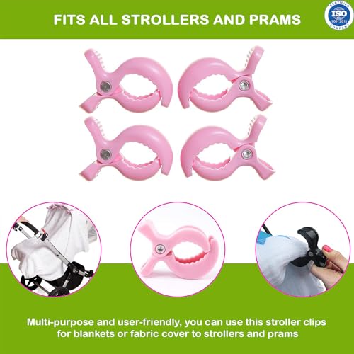 Safe-O-Kid- Stroller Seat Cover Clips- Pink