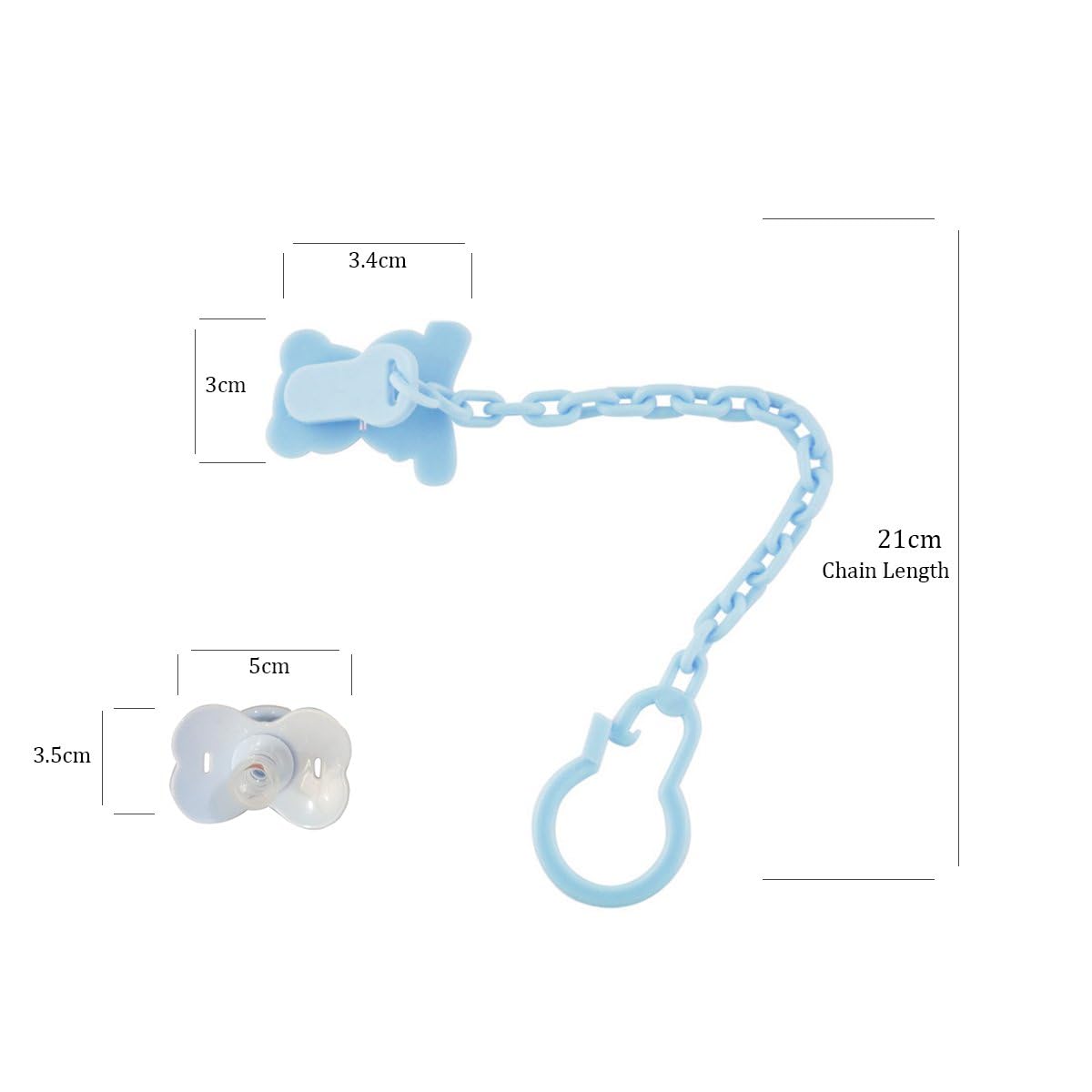 Safe-O-Kid, Animal Design Silicone Pacifier/Soother with Holder Chain- Blue Bear