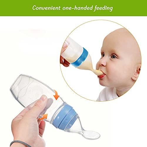 Safe-O-Kid, Squeezy Silicone Food Feeder Spoon Bottle, Blue, 90ml, Pack of-1