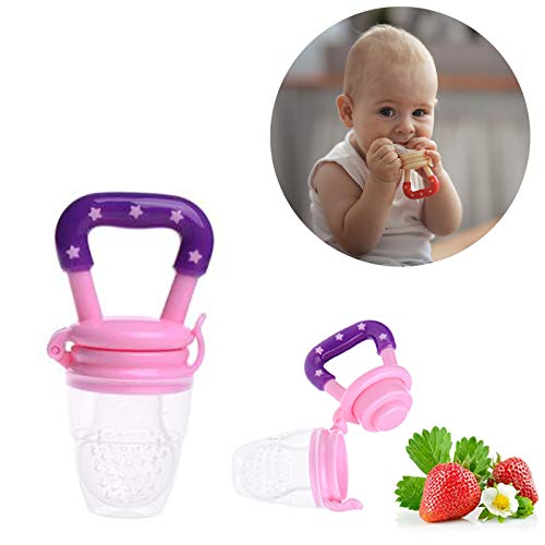 Safe-O-Kid -Fruit Nibbler/Silicone Food, Soft Pacifier/Feeder for Baby- Pink