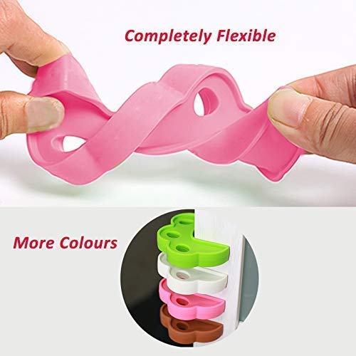 Safe-O-Kid- Pack of 4 Fit All Sleek Design Strong Silicone Door Stopper- Pink