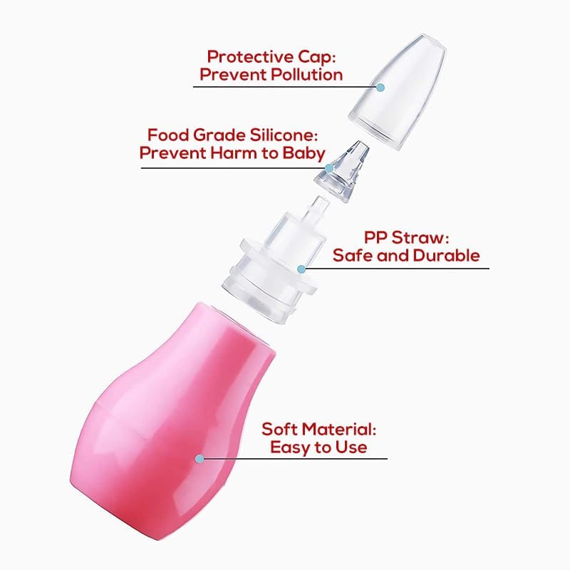 Safe-O-Kid , Silicone Baby Nasal Aspirator Vacuum Sucker- Pink (Pack Of 1)