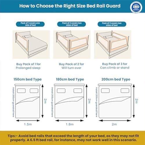 SAFE-O-KID® Fully Foldable Bed Rail Guard - Blue (5FT/152CM), Pack of 1