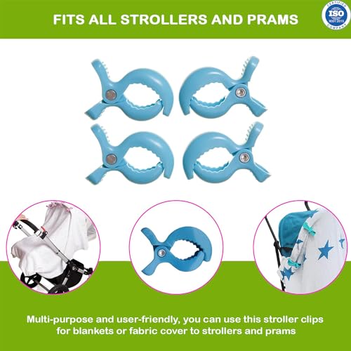 Safe-O-Kid- Stroller Seat Cover Clips- Blue