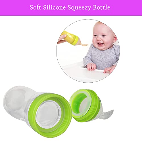 Safe-O-Kid, Squeezy Silicone Food Feeder Spoon Bottle, Green 90ml, Pack of 1