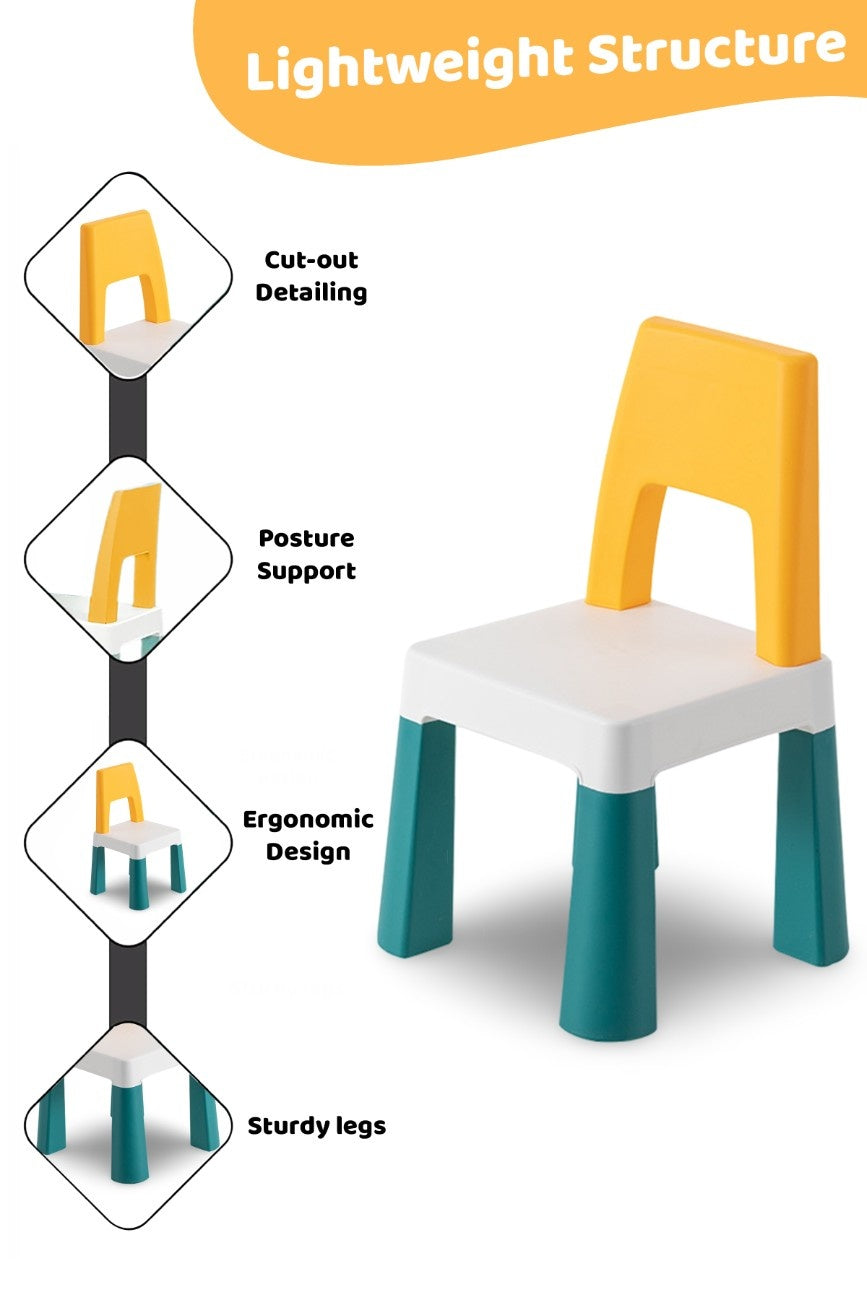 OPlus Learning Chair for Kids - Yellow, white and Blue