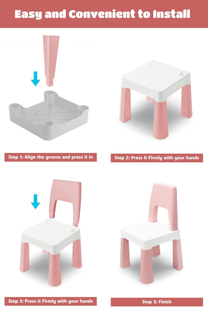 OPlus Learning Chair for Kids - Pastel pink and white