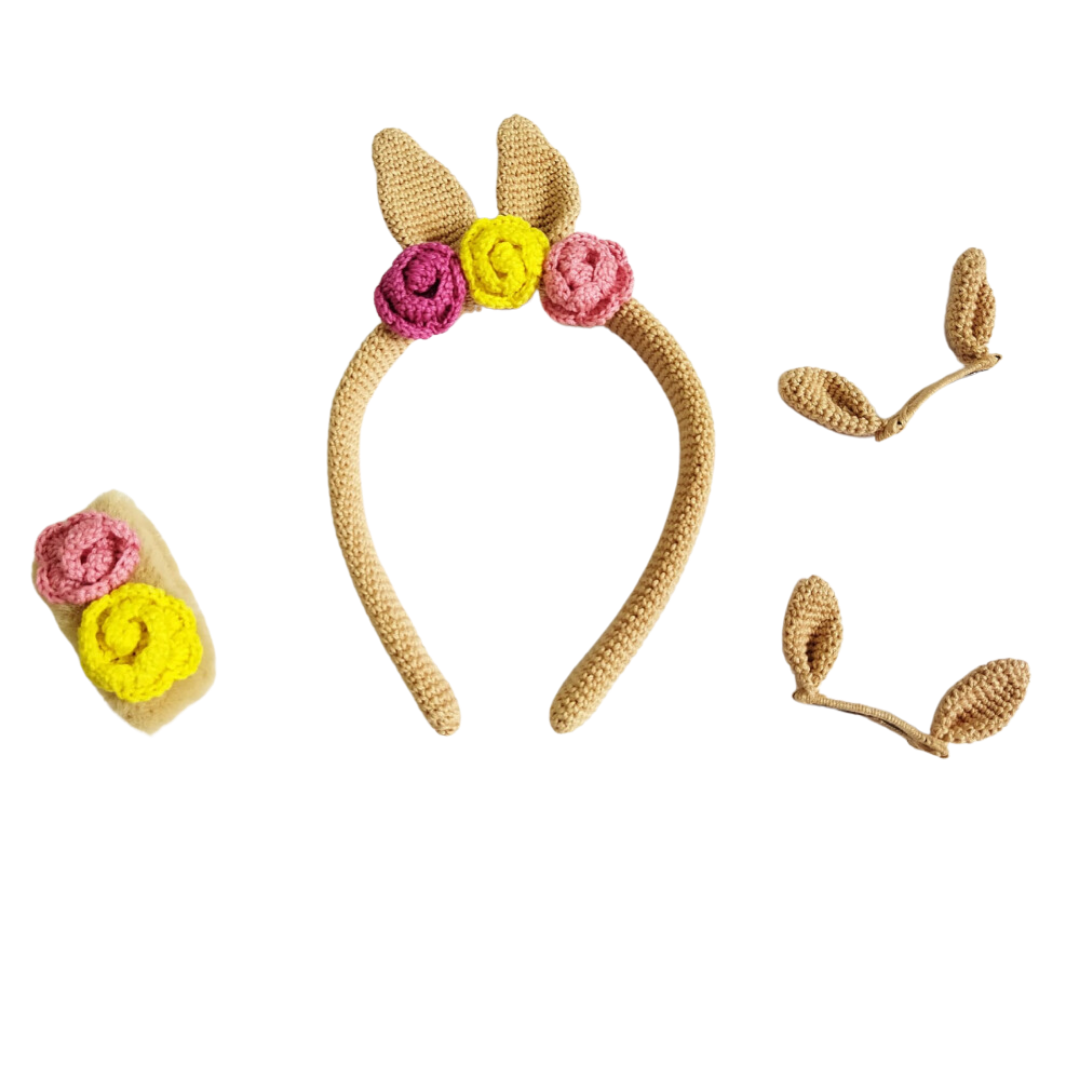 Happy Threads | Adorable Handmade Crochet Bunny Hair Accessories Set for Kids