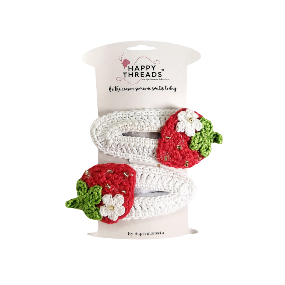 Happy Threads | Adorn Little Locks with Handcrafted Pink Rose Hair Clips | Kids' Accessories
