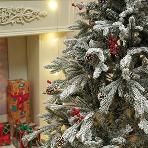 4.9 feet Snow Cherry Long Flat Leaf, Dense Christmas Tree, with free 4 Big size Blue Pastel Candy themed Ornaments, 150 cm with 400 Branch tips Home & Office Xmas Décor - Christmas