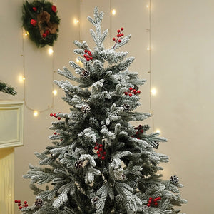 4.9 feet Snow Cherry Long Flat Leaf, Dense Christmas Tree, with free 4 Big size Blue Pastel Candy themed Ornaments, 150 cm with 400 Branch tips Home & Office Xmas Décor - Christmas