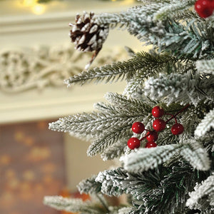 4.9 feet Snow Cherry thick rounded Leaf, Dense Christmas Tree, with free 4 Big size Pink disco Candy themed Ornaments, 150 cm with 450 Branch tips Xmas Décor - Christmas
