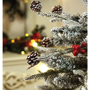 4.9 feet Snow Cherry thick rounded Leaf, Dense Christmas Tree, with free 4 Big size Pink disco Candy themed Ornaments, 150 cm with 450 Branch tips Xmas Décor - Christmas