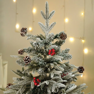 4.9 feet Snow Cherry thick rounded Leaf, Dense Christmas Tree, with free 4 Big size Pink disco Candy themed Ornaments, 150 cm with 450 Branch tips Xmas Décor - Christmas