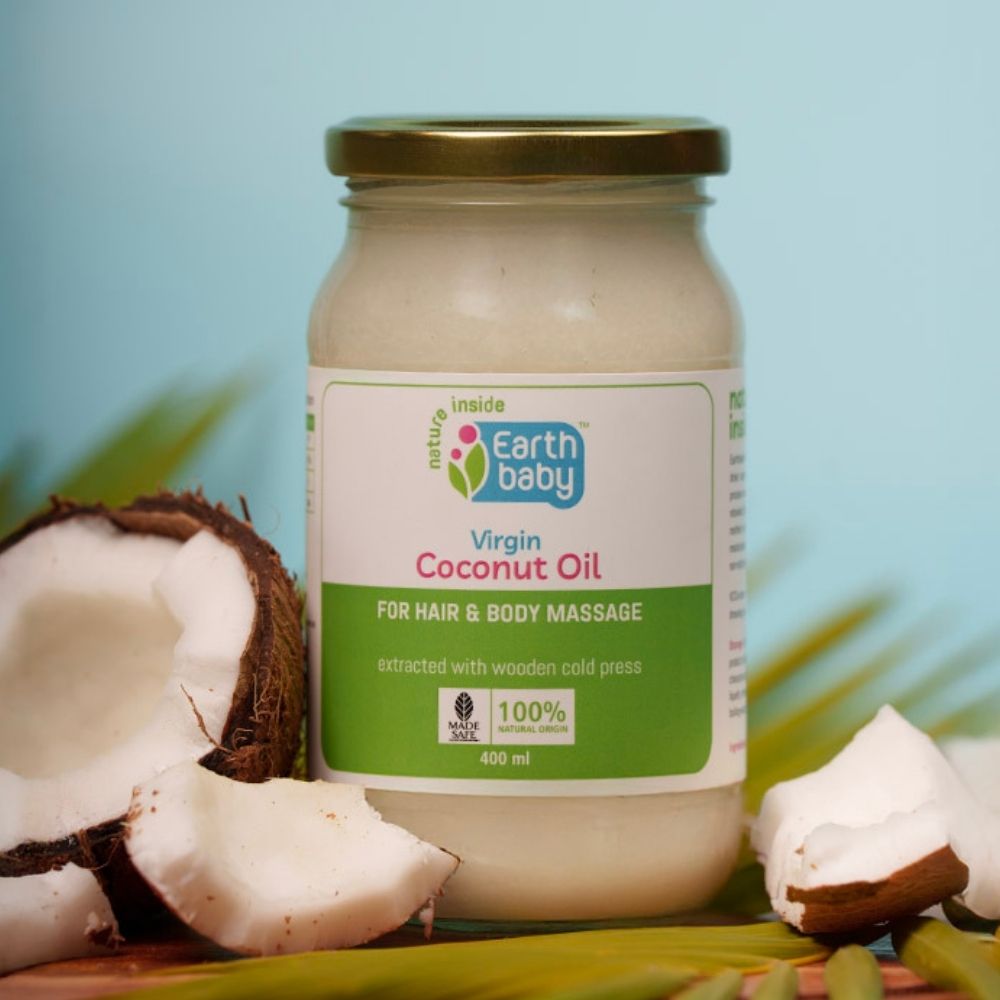 EarthBaby 100% Certified Natural Virgin Coconut Oil, Wood Cold Pressed- 275ml