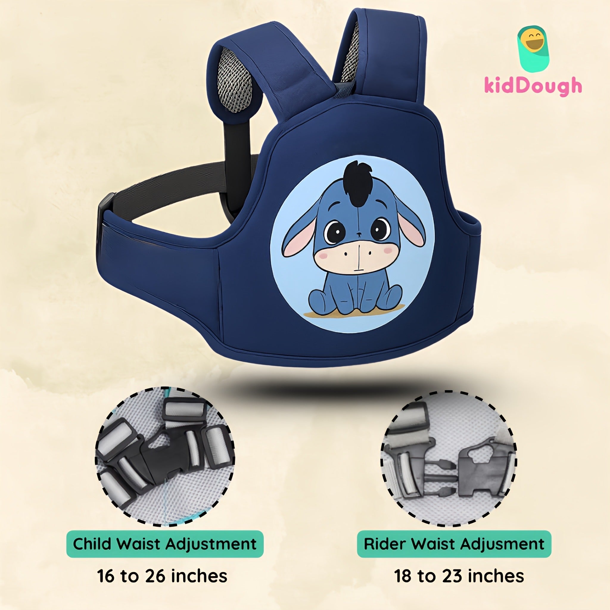 Kiddough Baby Safety Belt for Kids | Two Wheeler Bike/Scooty Belt for Kids Safety (Cartoon Blue)