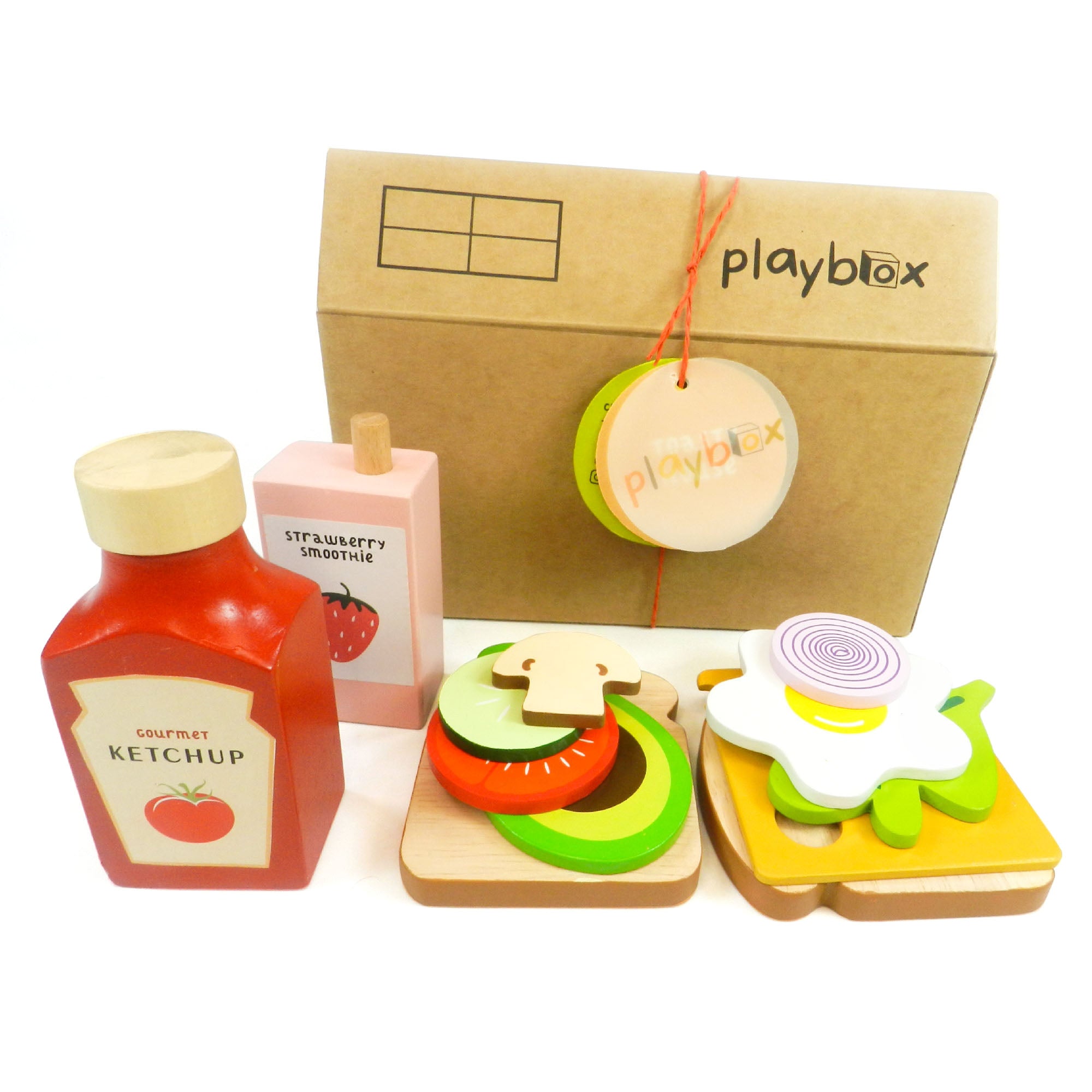 Playbox Kitchen Breakfast Food Toasty House Wooden Pretend Play Toy for Toddlers