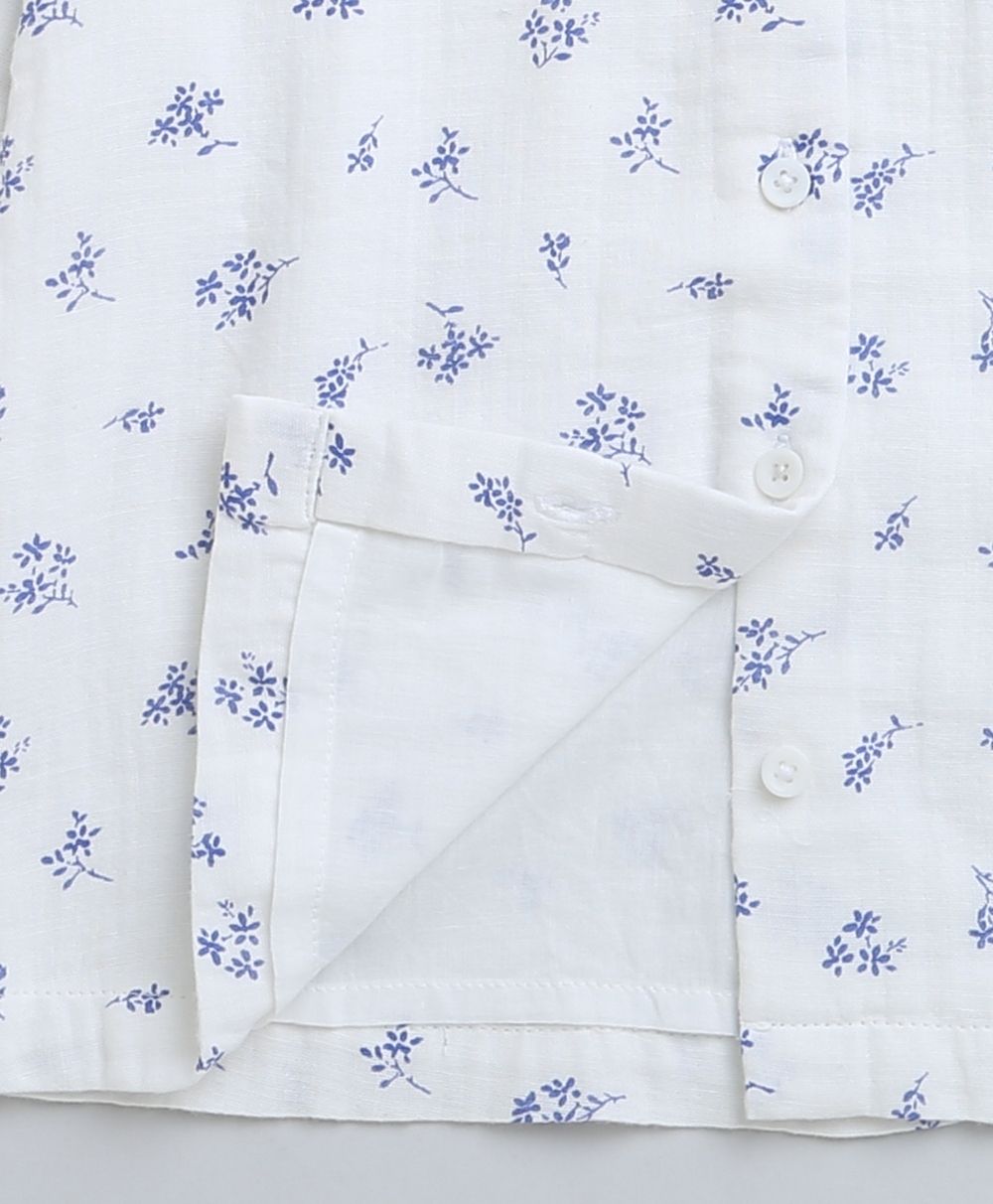 Sweetlime By AS Long Sleeves Blue Floral Printed Cotton Top.