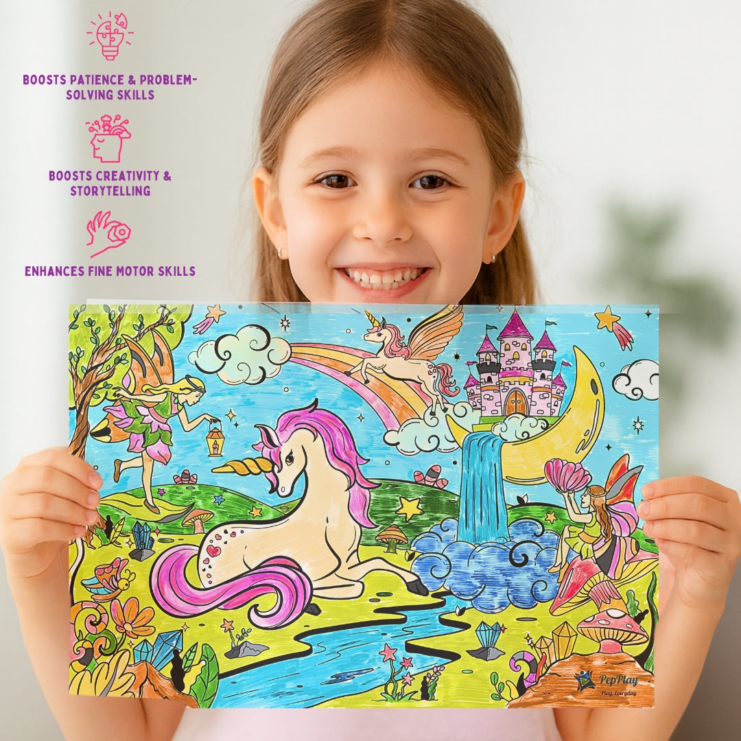 PEPPLAY RECOLOURABLES COLOUR & WIPE PLACEMATS - MAGICAL LAND