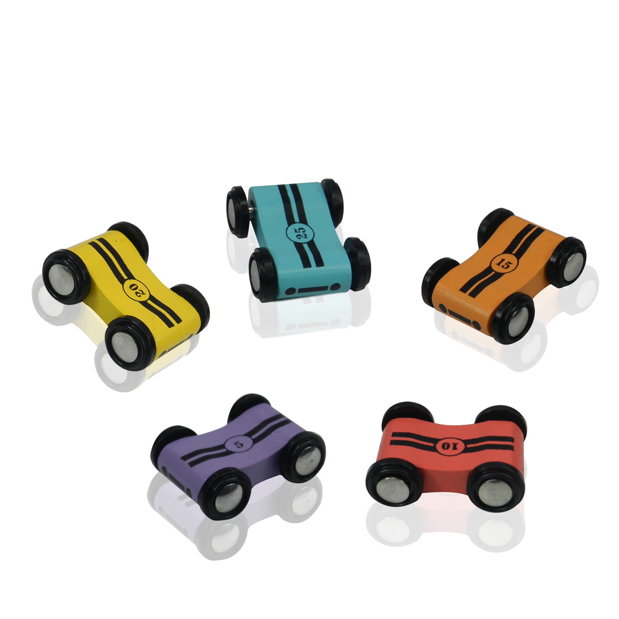 Playbox 4 Pcs Wooden Race Cars Speedy Wheels Toy Set Fun Cars Set for Kids