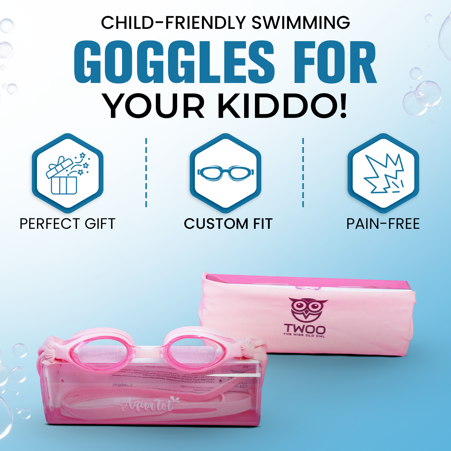 TWOO AquaTot Cloth Strap Swimming Goggles Blue