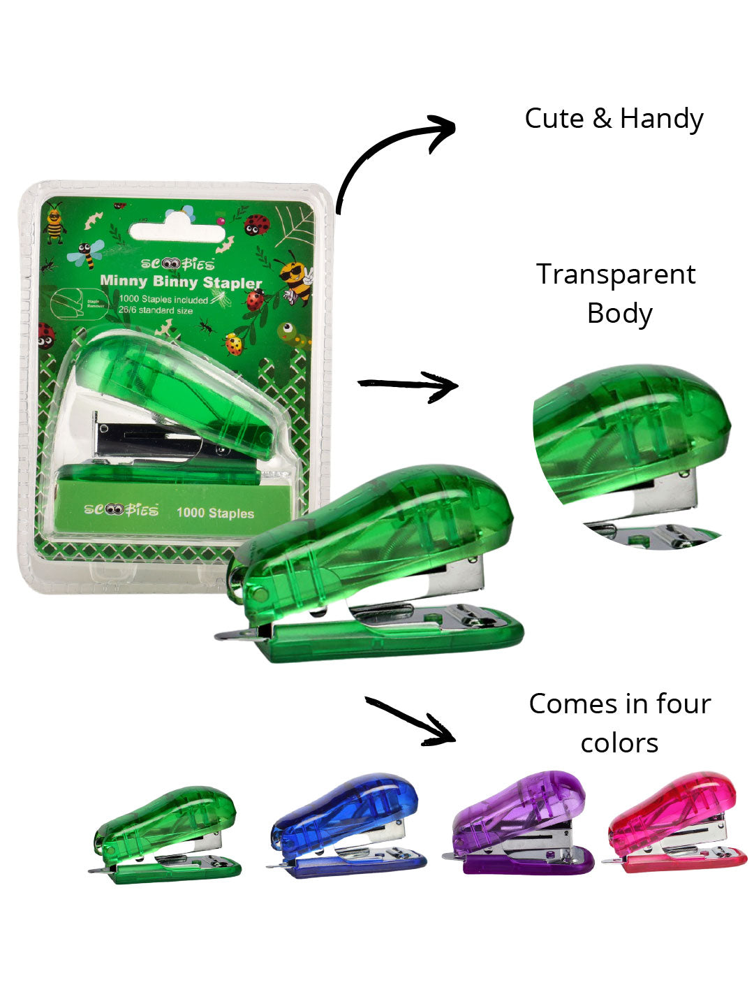 Scoobies Minny Binny Stapler (Green)