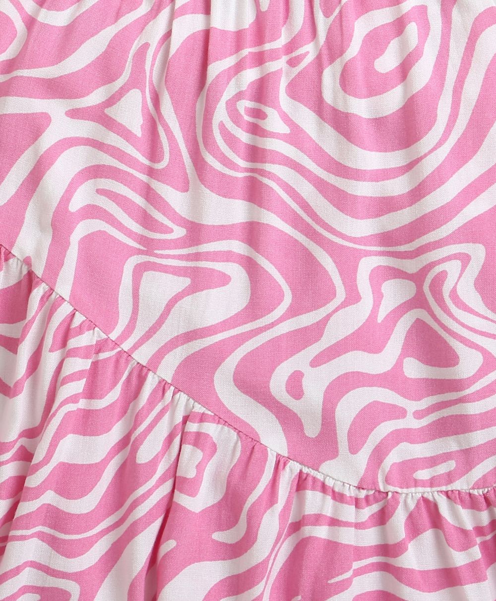 Sweetlime By AS Pink & White Wavy Striped Dress