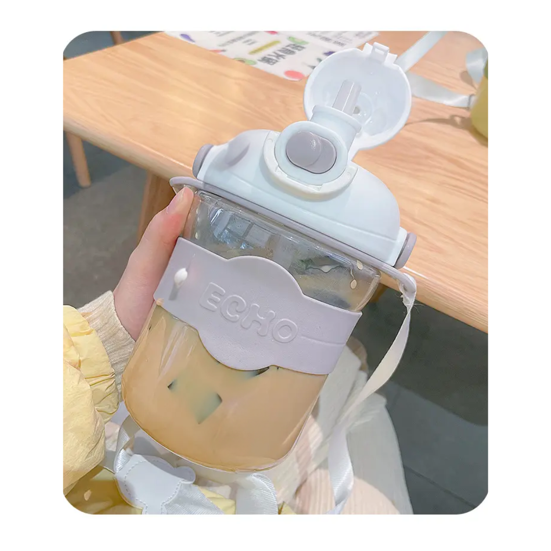 Cute Sipper Plastic Water Bottle with Strap