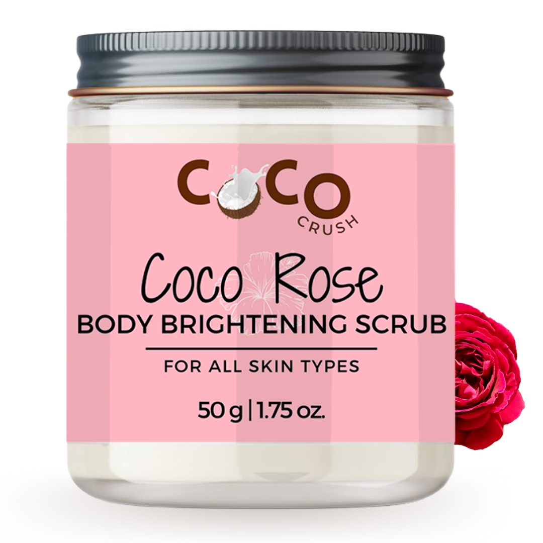 COCO CRUSH Rose Coconut Body Scrub For Lightening & Brightening Skin - 50GMS