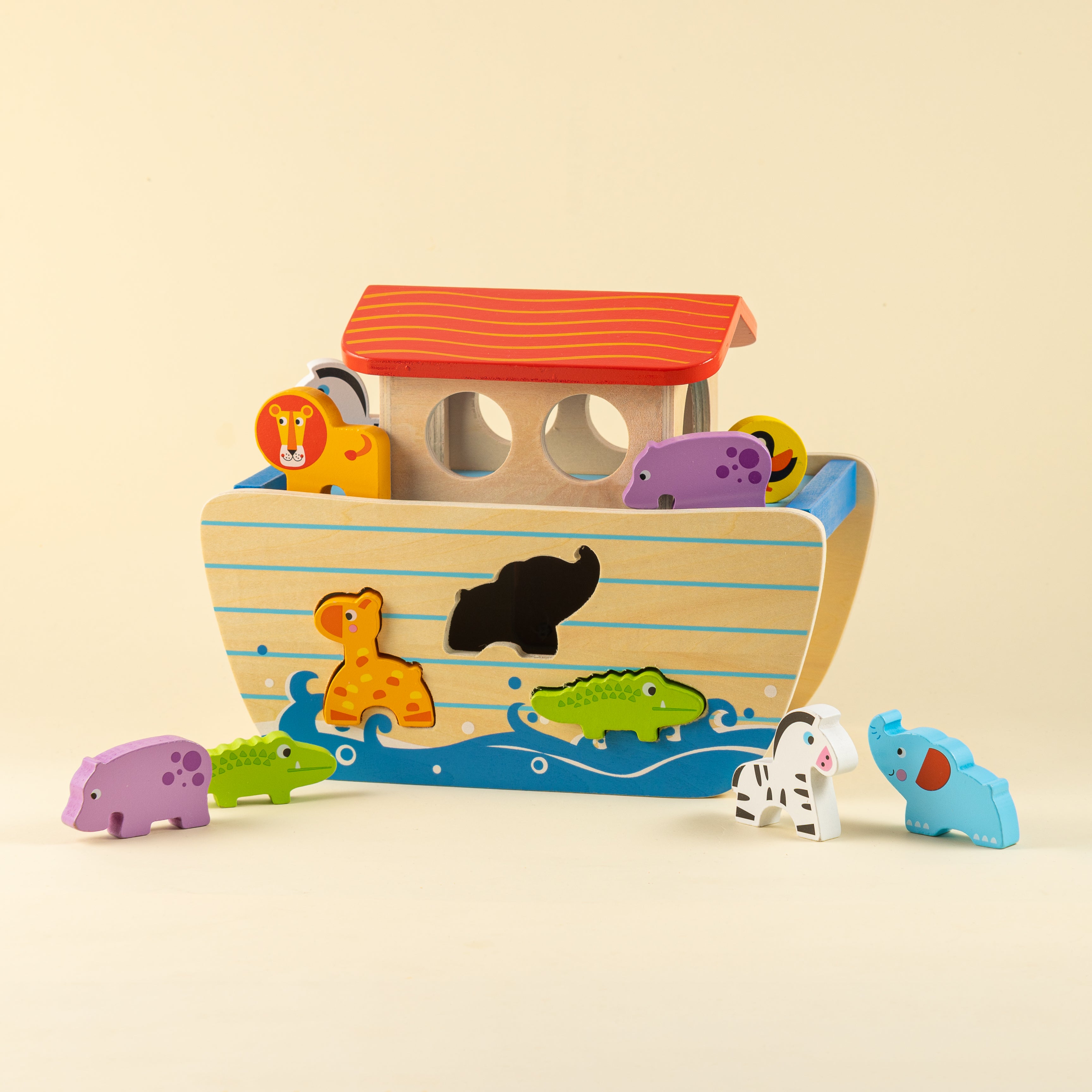 Playbox Wild Cruise Wooden Animal Ark Toy, Educational Animal Transport Ship Toy