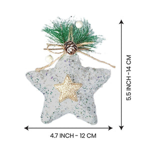 5 pcs Double Glitter Jute themed Christmas Tree Ornaments - XMAS TREE ORNAMENTS
