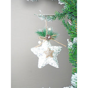 5 pcs Double Glitter Jute themed Christmas Tree Ornaments - XMAS TREE ORNAMENTS