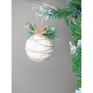 5 pcs Double Glitter Jute themed Christmas Tree Ornaments - XMAS TREE ORNAMENTS