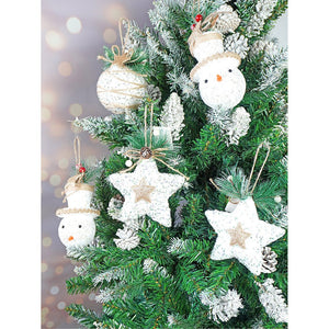 5 pcs Double Glitter Jute themed Christmas Tree Ornaments - XMAS TREE ORNAMENTS