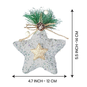 5 pcs Glitter Jute themed Christmas Tree Ornaments - XMAS TREE ORNAMENTS
