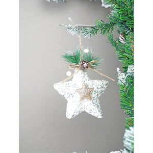 5 pcs Glitter Jute themed Christmas Tree Ornaments - XMAS TREE ORNAMENTS