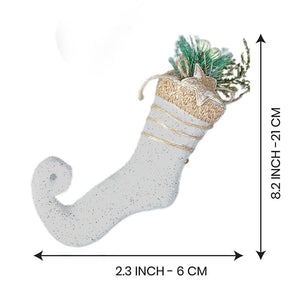 5 pcs Glitter Jute themed Christmas Tree Ornaments - XMAS TREE ORNAMENTS