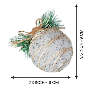 5 pcs Glitter Jute themed Christmas Tree Ornaments - XMAS TREE ORNAMENTS