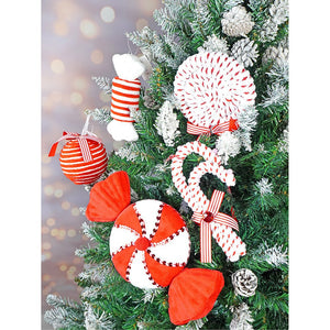5 pcs Red Candyland themed big size Christmas Tree Ornaments - XMAS TREE ORNAMENTS