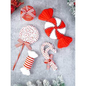 5 pcs Red Candyland themed big size Christmas Tree Ornaments - XMAS TREE ORNAMENTS