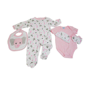 5 piece Pink Ellie 100% cotton Infant Baby Girl Clothes Set - Little Surprise Box5 piece Pink Ellie 100% cotton Infant Baby Girl Clothes Set