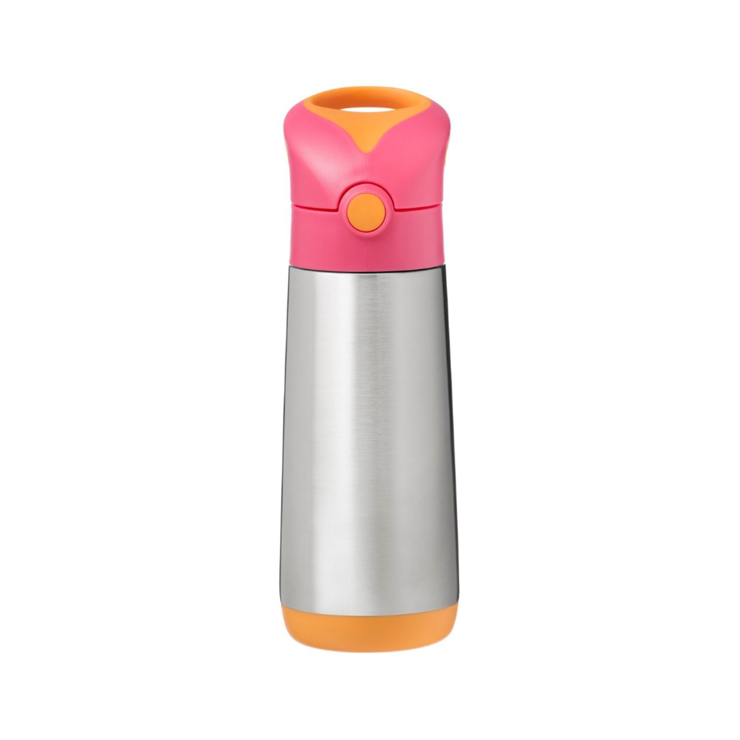 b.box Insulated Straw Sipper Drink Water Bottle 500ml Strawberry Shake Pink Orange