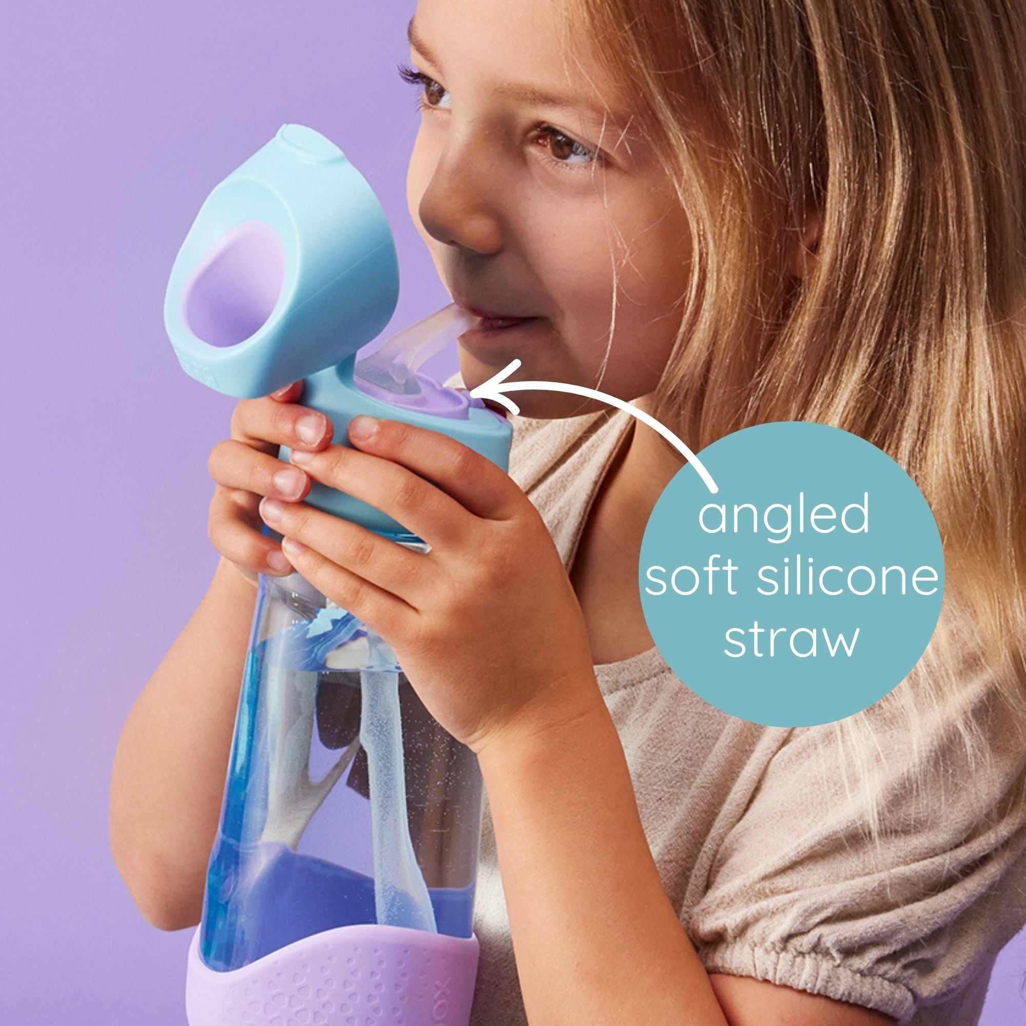 b.box Frozen Tritan Straw Drink Bottle 600ml - Durable, Spill-Proof & Kid-Friendly - Multicolor