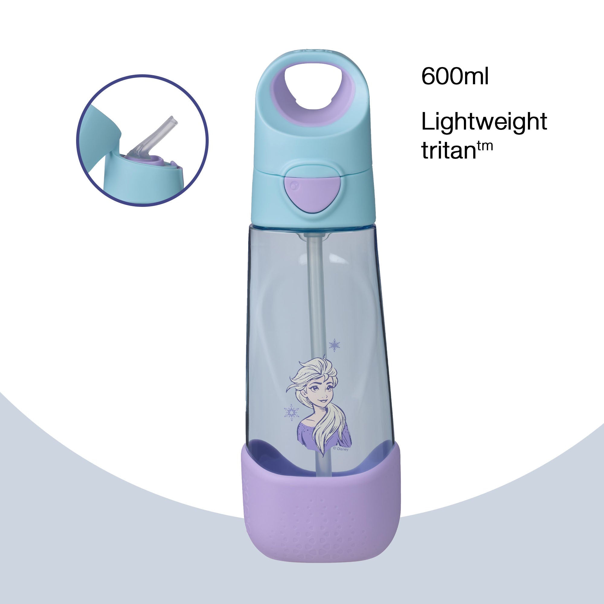 b.box Frozen Tritan Straw Drink Bottle 600ml - Durable, Spill-Proof & Kid-Friendly - Multicolor